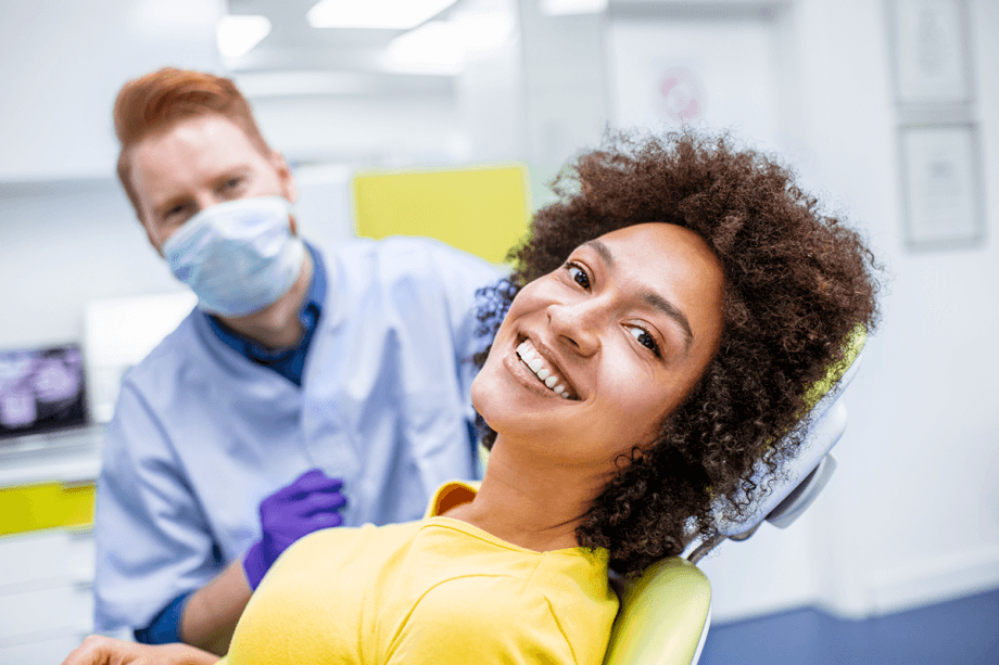 Lady with smiling at camera